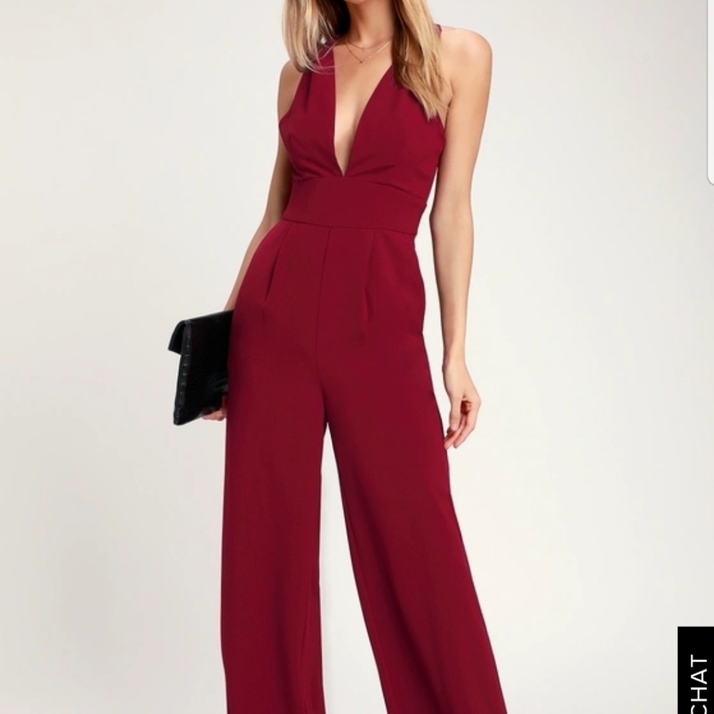 Xsmall Lulus burgundy backless jumpsuit